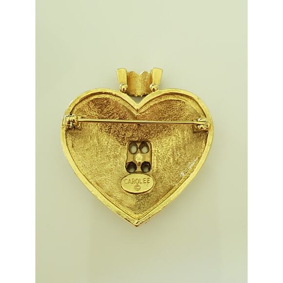 Vintage Carolee Duchess of Windsor Royal Crown Heart Brooch - Picture 3 of 6